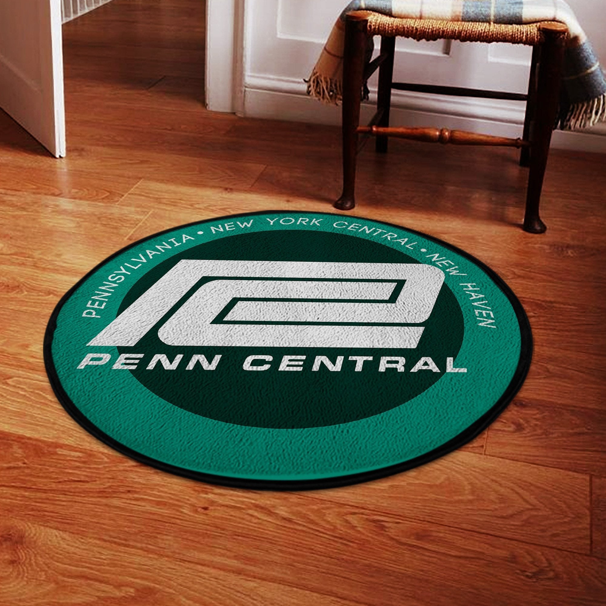 Railspirit Pcr Round Mat Penn Central Railroad 04523 Living Room Rugs, Bedroom Rugs, Kitchen Rugs