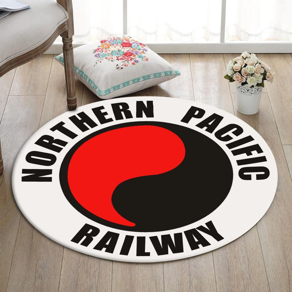 Railspirit Northern Living Room Round Mat Northern Pacific Railway Circle Rug