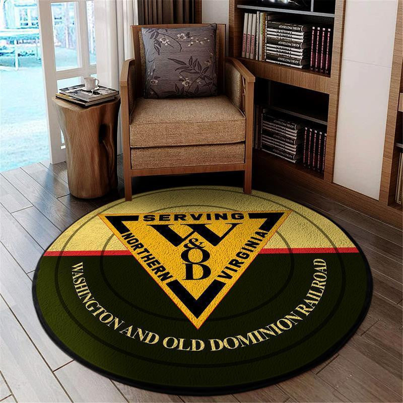 Railspirit Wnod Living Room Round Mat Washington & Old Dominion Railway Circle Rug