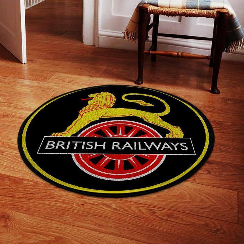 Railspirit British Railways Reproduction Railroad Round Mat Round Floor Mat Room Rugs Carpet Outdoor Rug Washable Rugs