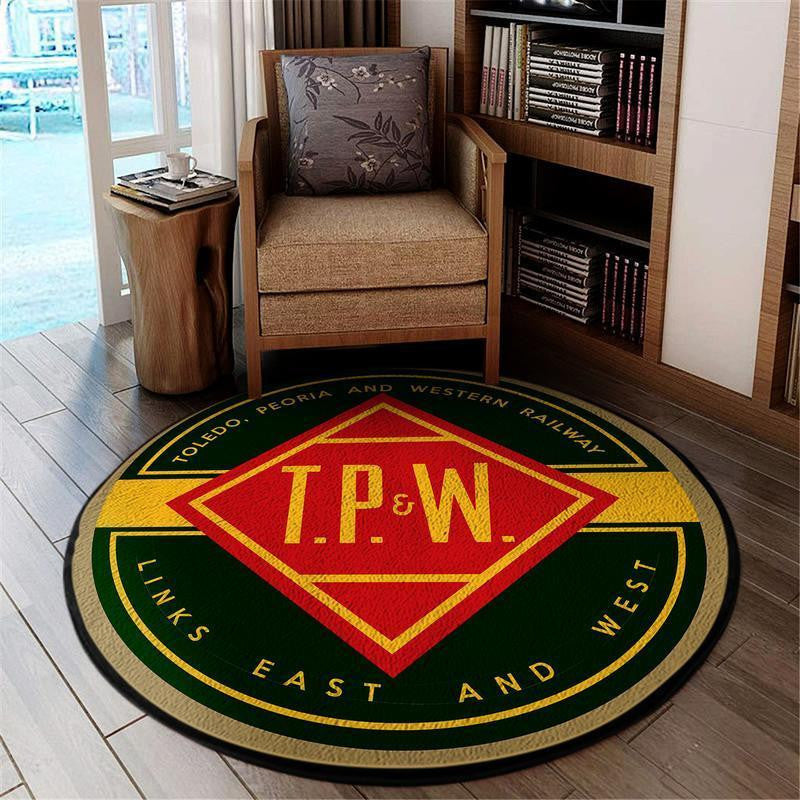 Railspirit Toledo Living Room Round Mat Toledo, Peoria, & Western Railroad Circle Rug