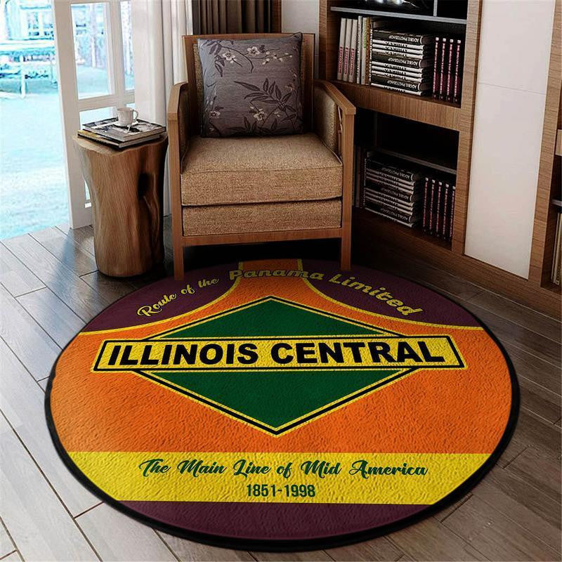 Railspirit Icr Living Room Round Mat Illinois Central Railroad Circle Rug
