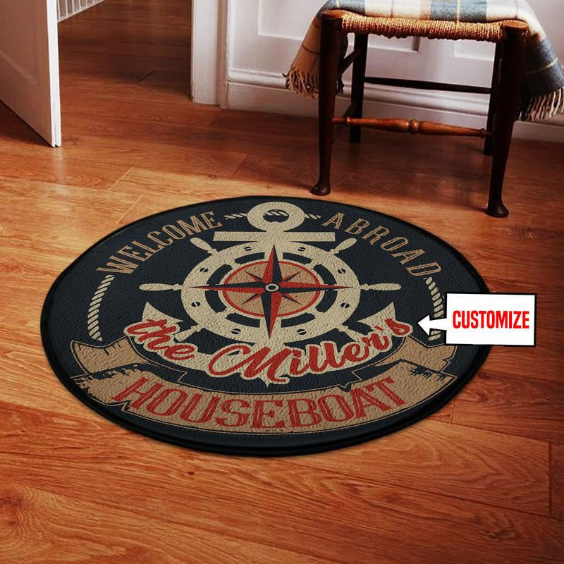 Railspirit Personalized Welcome Aboard Living Room Round Mat Circle Rug