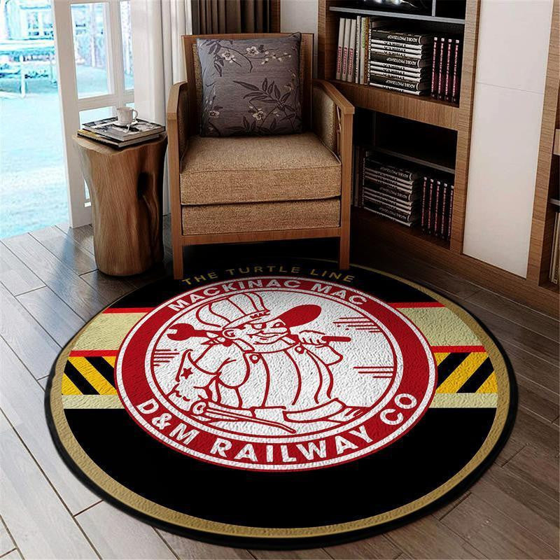 Railspirit Detroit Living Room Round Mat Detroit & Mackinac Railroad Circle Rug