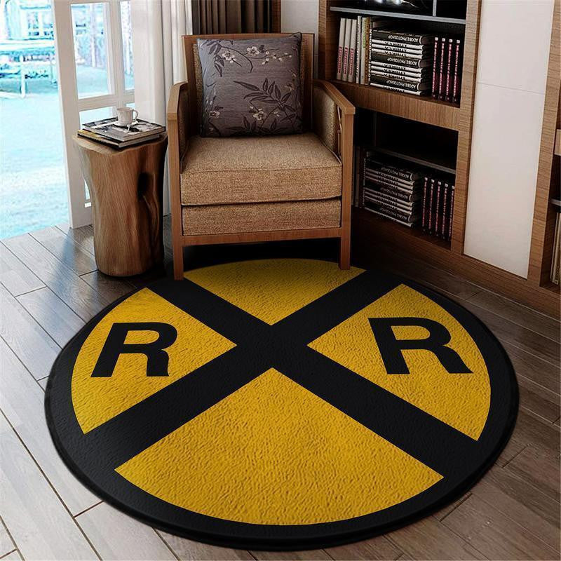 Railspirit Railway Round Mat Railroad Sign 04525 Living Room Rugs, Bedroom Rugs, Kitchen Rugs