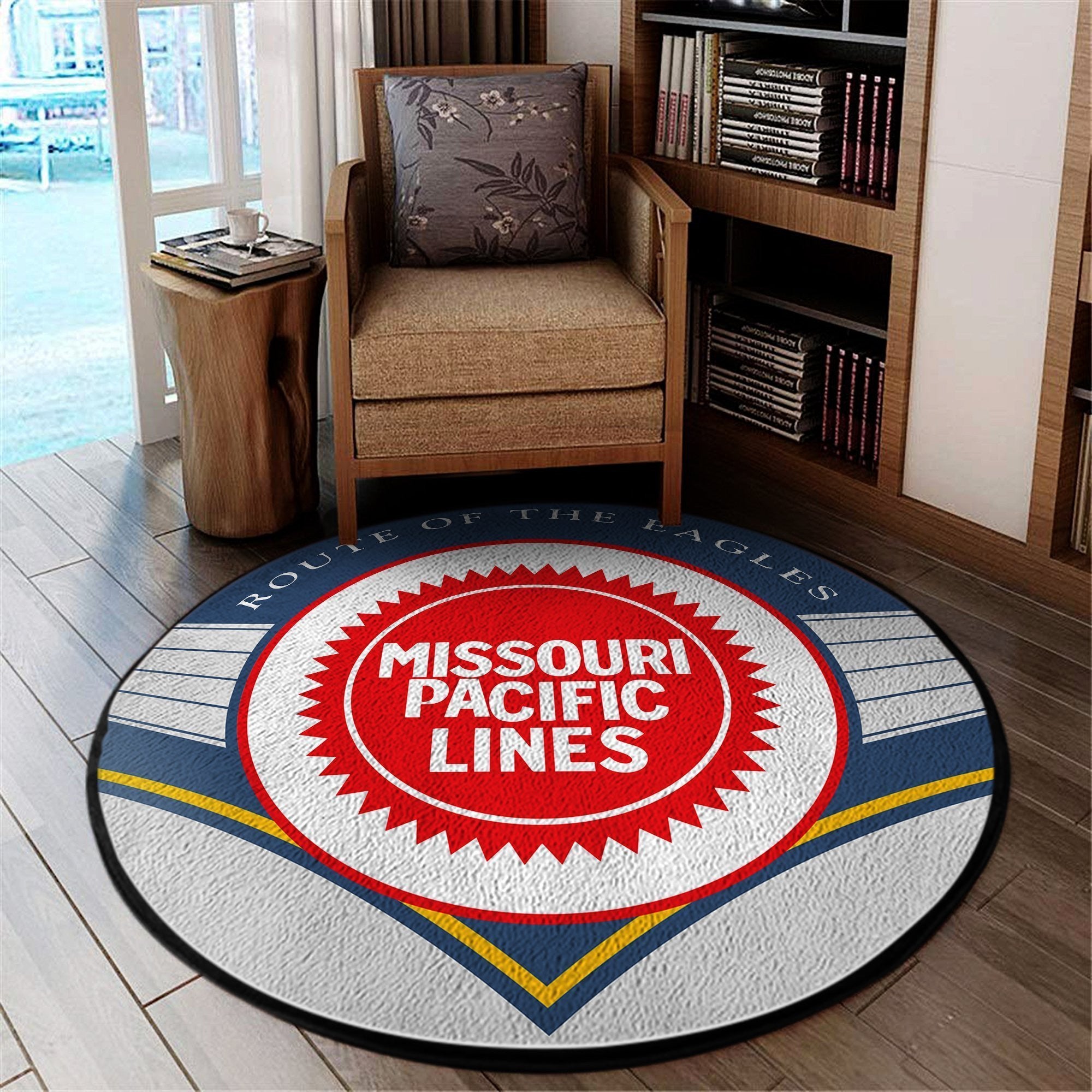 Railspirit Missouri Pacific Railroad Round Mat Round Floor Mat Room Rugs Carpet Outdoor Rug Washable Rugs