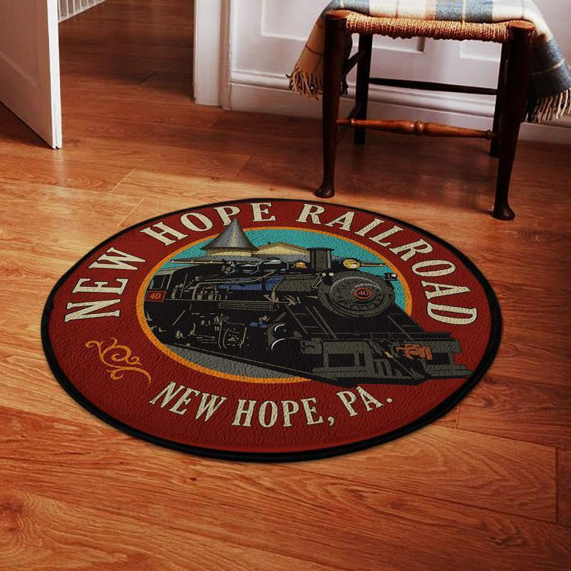 Railspirit New Hope Railroad Round Mat Round Floor Mat Room Rugs Carpet Outdoor Rug Washable Rugs