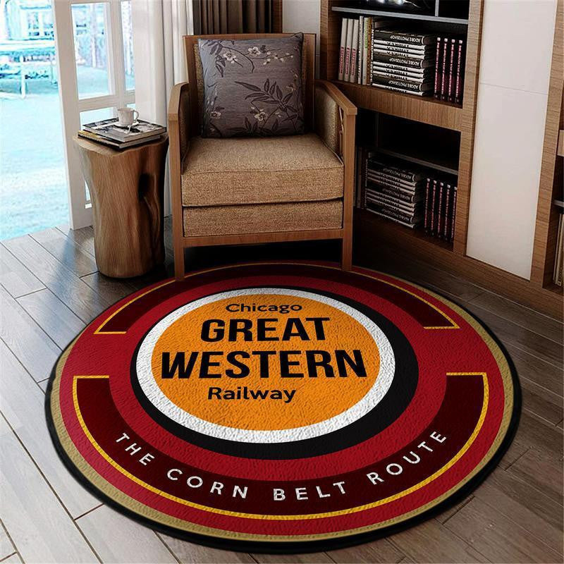 Railspirit Chicago Living Room Round Mat Chicago Great Western Railroad Circle Rug