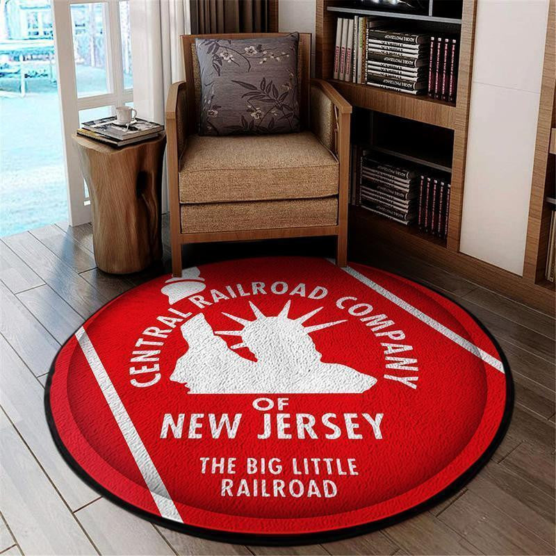 Railspirit Cnj Round Mat Central Railroad Of New Jersey Railroad Round Floor Mat Room Rugs Carpet Outdoor Rug Washable Rugs