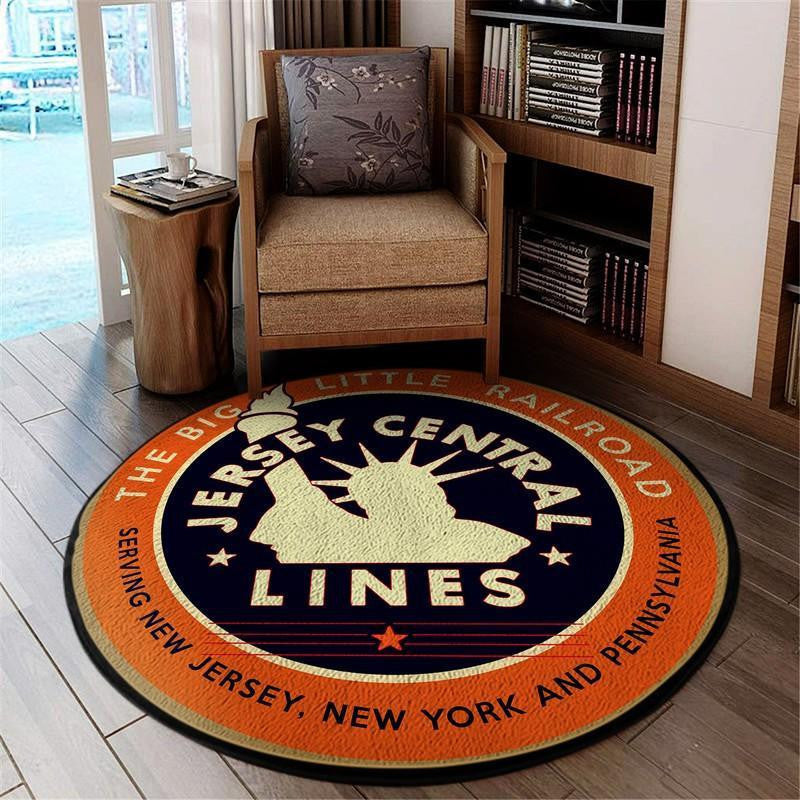 Railspirit Jcrr Living Room Round Mat Jersey Central Railroad Circle Rug