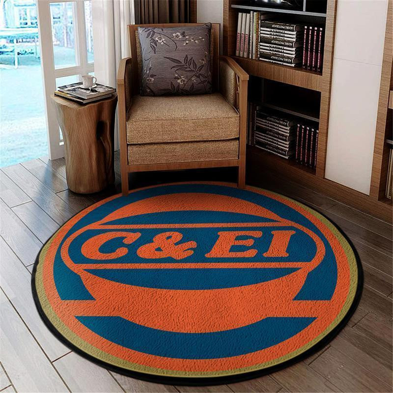 Railspirit Ceir Round Mat Chicago & Eastern Illinois Railroad Round Floor Mat Room Rugs Carpet Outdoor Rug Washable Rugs