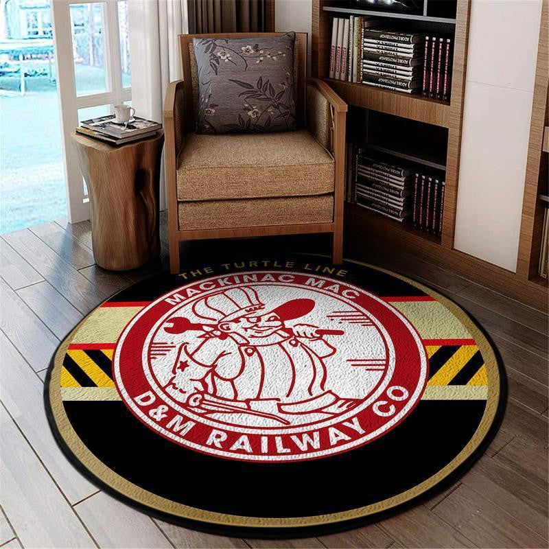Railspirit Detroit Round Mat Detroit & Mackinac Railroad Round Floor Mat Room Rugs Carpet Outdoor Rug Washable Rugs
