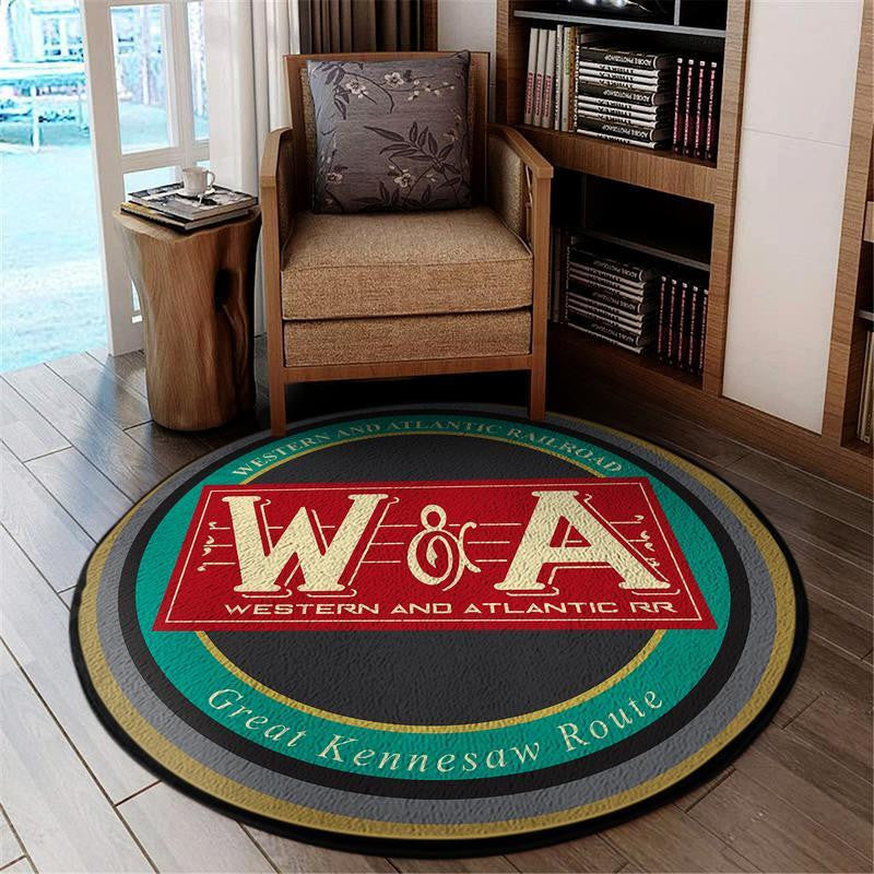 Railspirit Warr Living Room Round Mat Western & Atlantic Railroad Circle Rug