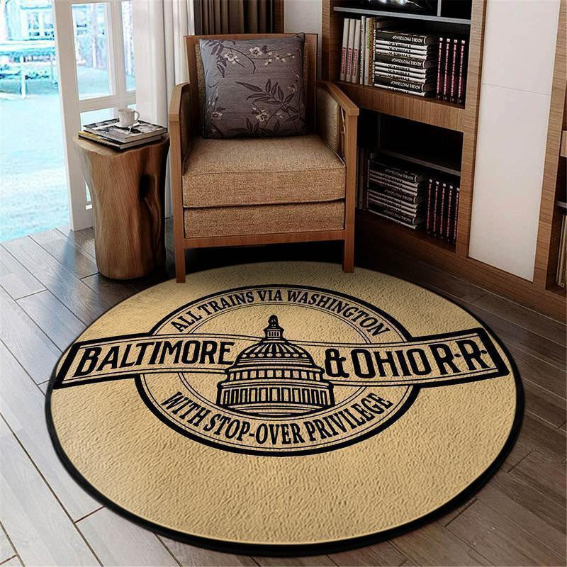 Railspirit Borr Round Mat Baltimore Ohio Railroad Round Floor Mat Room Rugs Carpet Outdoor Rug Washable Rugs
