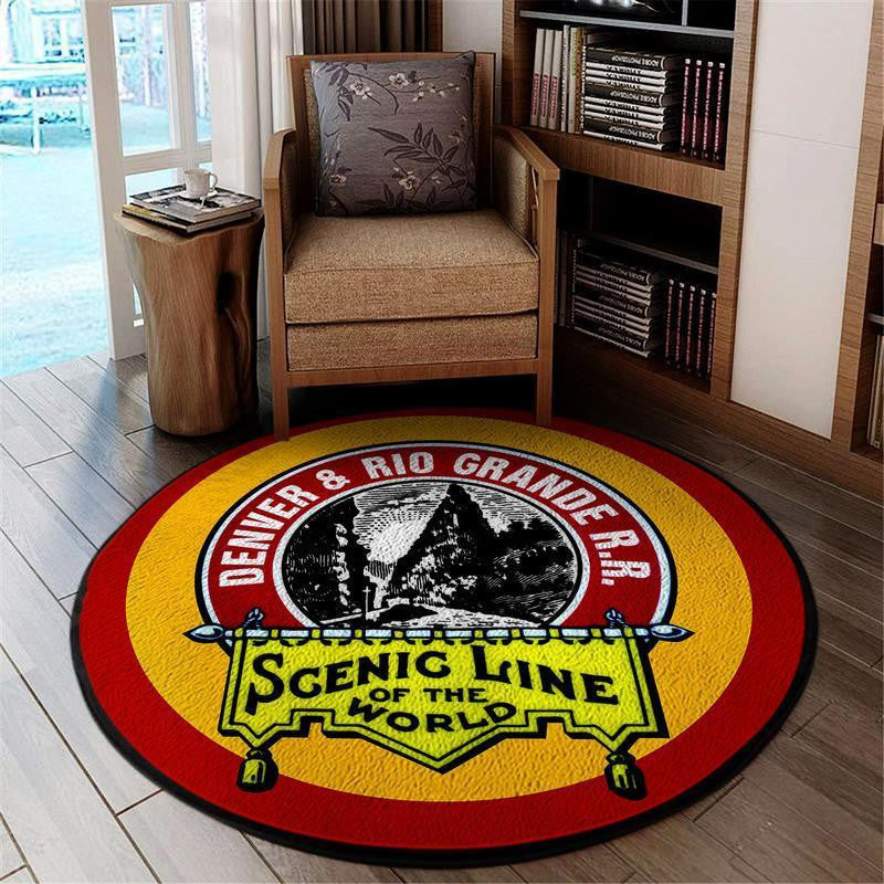 Railspirit Denverrio Round Mat Drgw Denver And Rio Grande Western Railroad 04635 Living Room Rugs, Bedroom Rugs, Kitchen Rugs