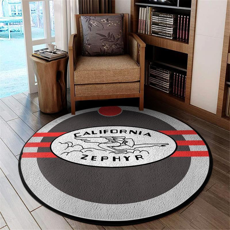 Railspirit Czrr Living Room Round Mat California Zephyr Railroad Circle Rug