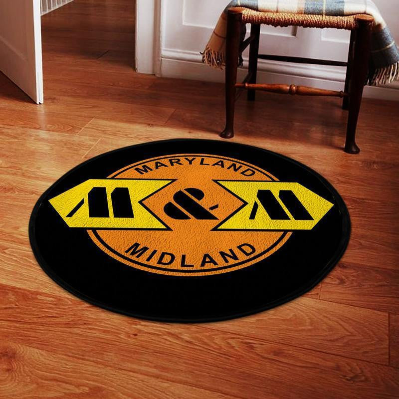 Railspirit Maryland Midland Railroad Round Mat Round Floor Mat Room Rugs Carpet Outdoor Rug Washable Rugs