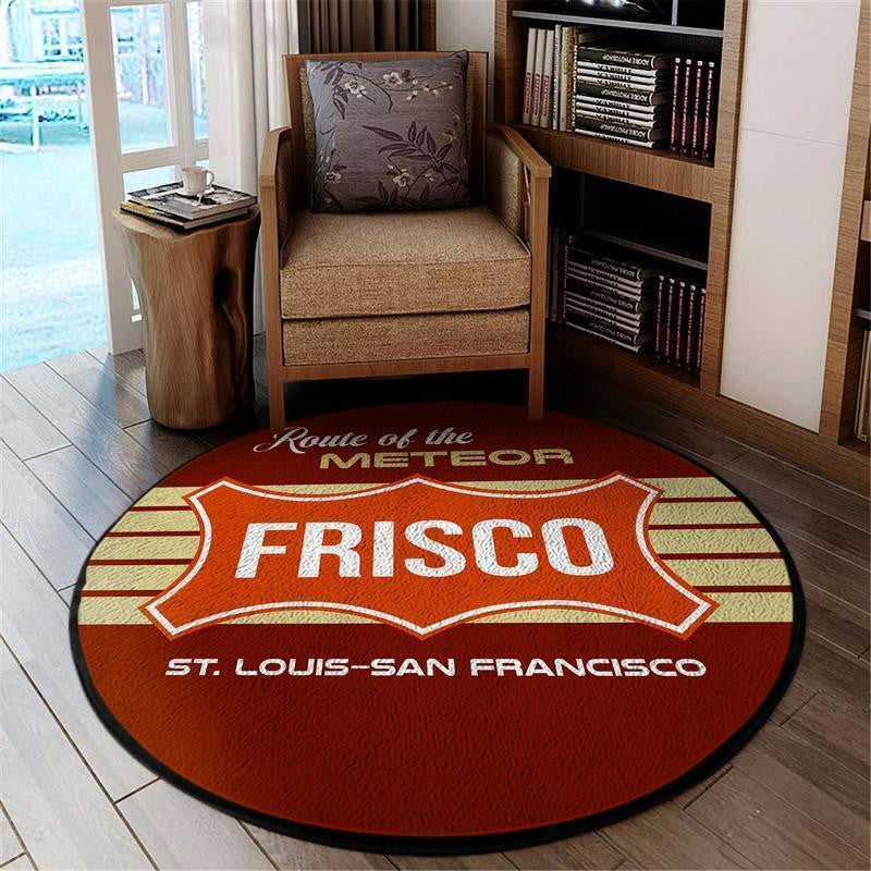 Railspirit Frisco Round Mat Frisco Rr St. Louis San Francisco Railway Railroad Round Floor Mat Room Rugs Carpet Outdoor Rug Washable Rugs