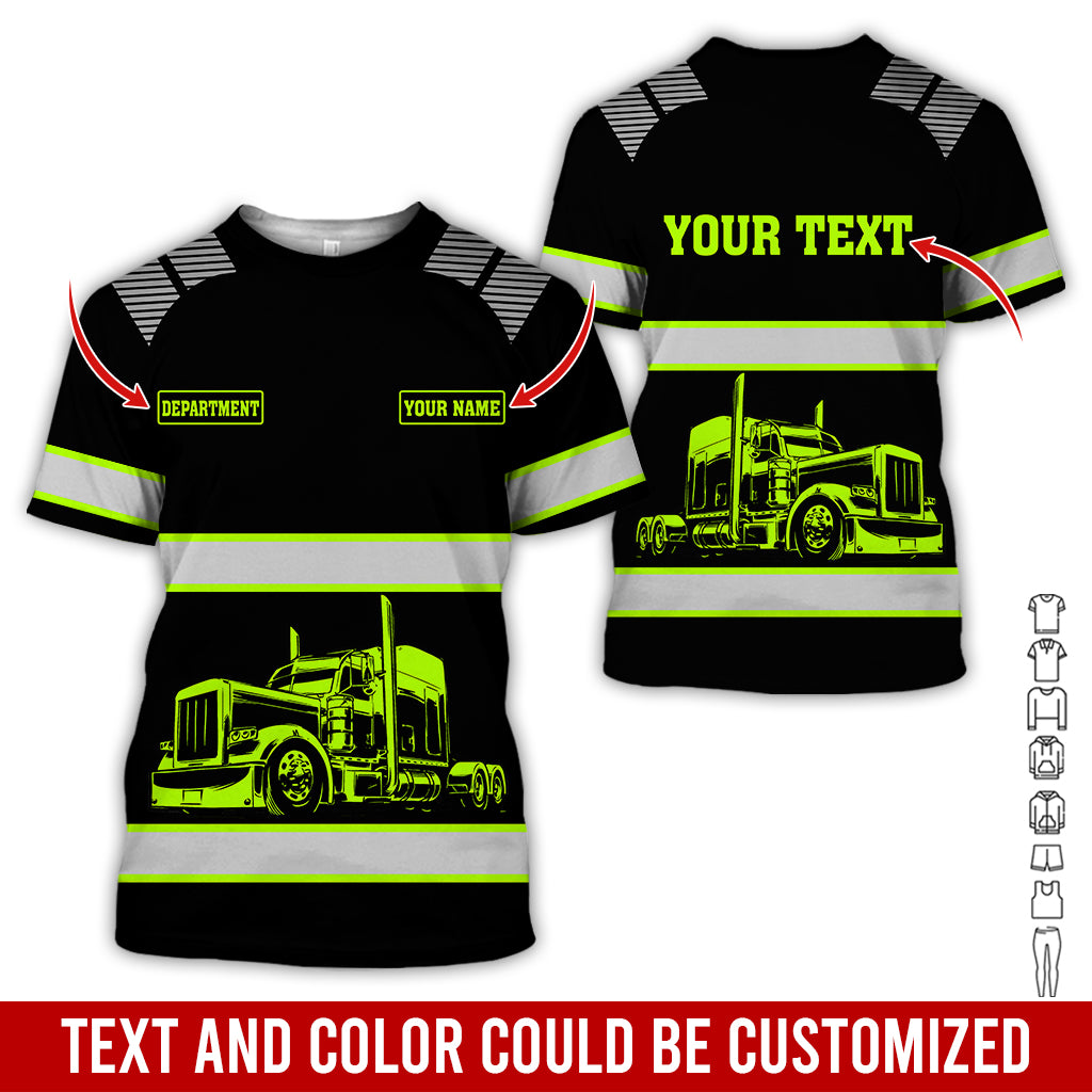 Customized Name Trucker Uniform, 3D Printed Graphics, Personalized Work Shirt