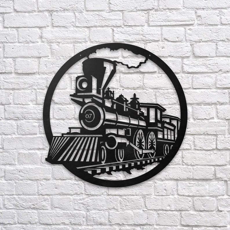 Railspirit Train (Circle) Wall Art Decor Cut Metal Sign Laser Cut Metal Signs Custom Gift Ideas