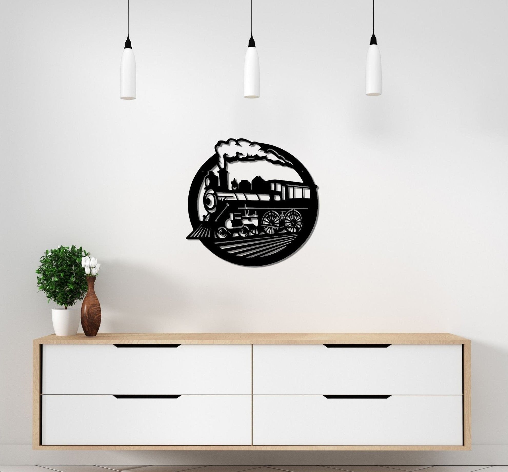 Railspirit Train Steam Locomotive Metal Decor Living Room Wall Decor Metal Train Decoration