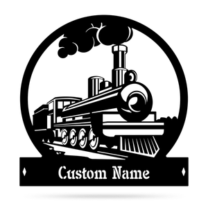Railspirit Steam Train Monogram Cut Metal Sign Metal House Sign