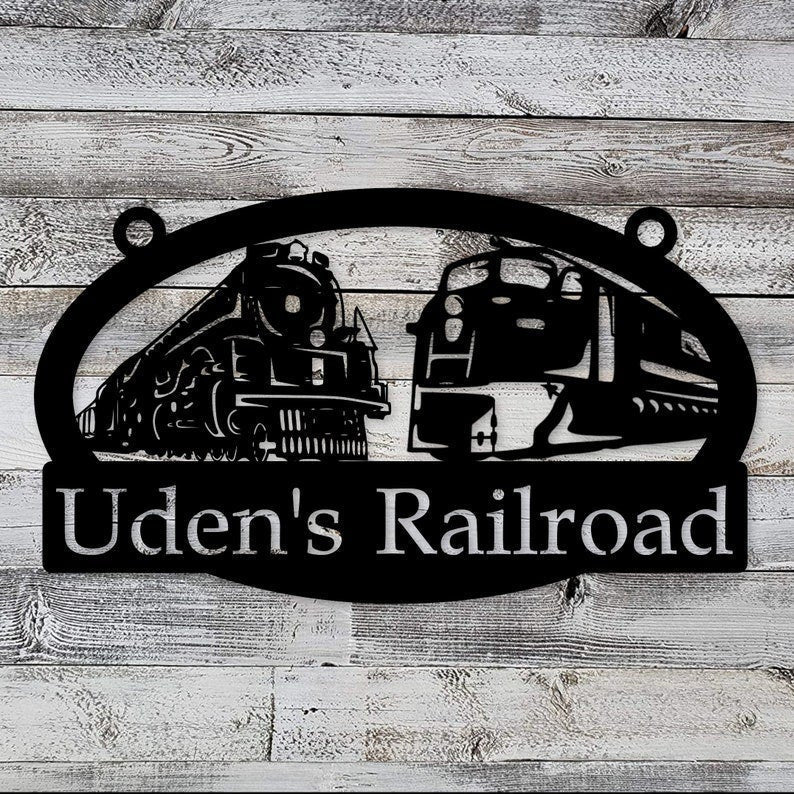Railspirit Personalized Railroad Sign Custom Train Sign Train Sign Railroad Sign Model Railroad Sign Train Room Decoration