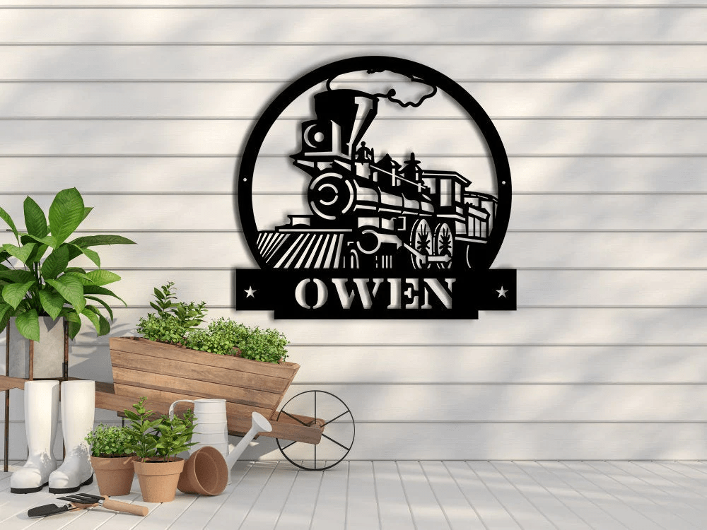 Railspirit Train Metal Sign - Metal Wall Decor Custom Metal Name Sign Name Metal Sign Fathers Day Gift Railroad Sign Personalised
