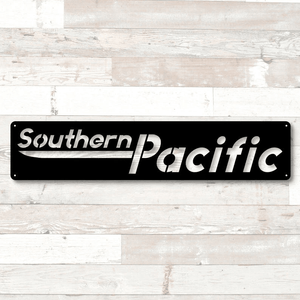 Railspirit Southern Pacific Logo Metal Sign Speed Lettering Logo Train Logo Sign Railroad Sign Model Railroad Sign Train Room