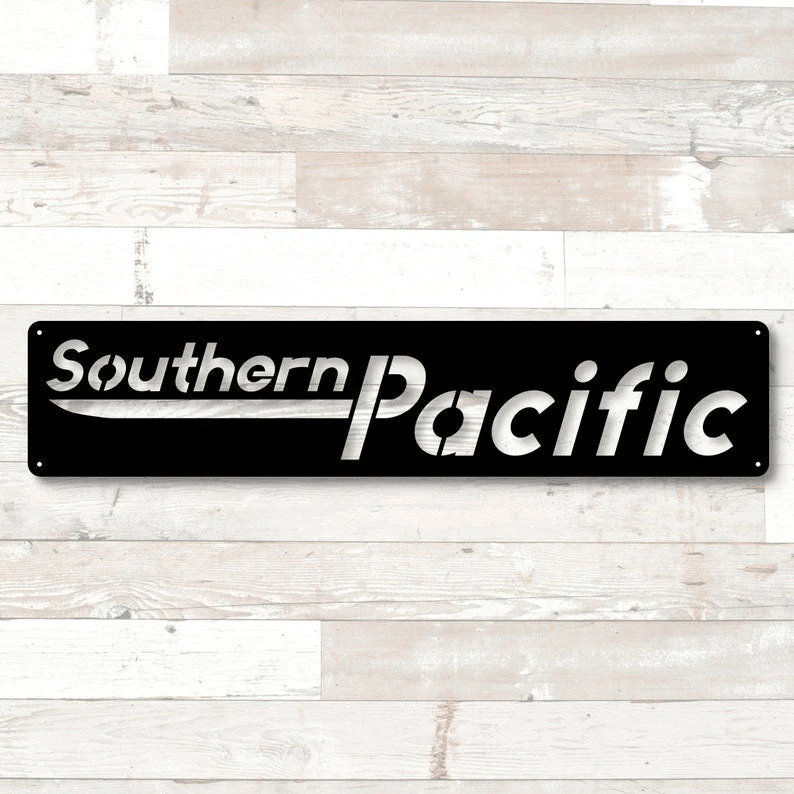 Railspirit Southern Pacific Logo Metal Sign Speed Lettering Logo Train Logo Sign Railroad Sign Model Railroad Sign Train Room