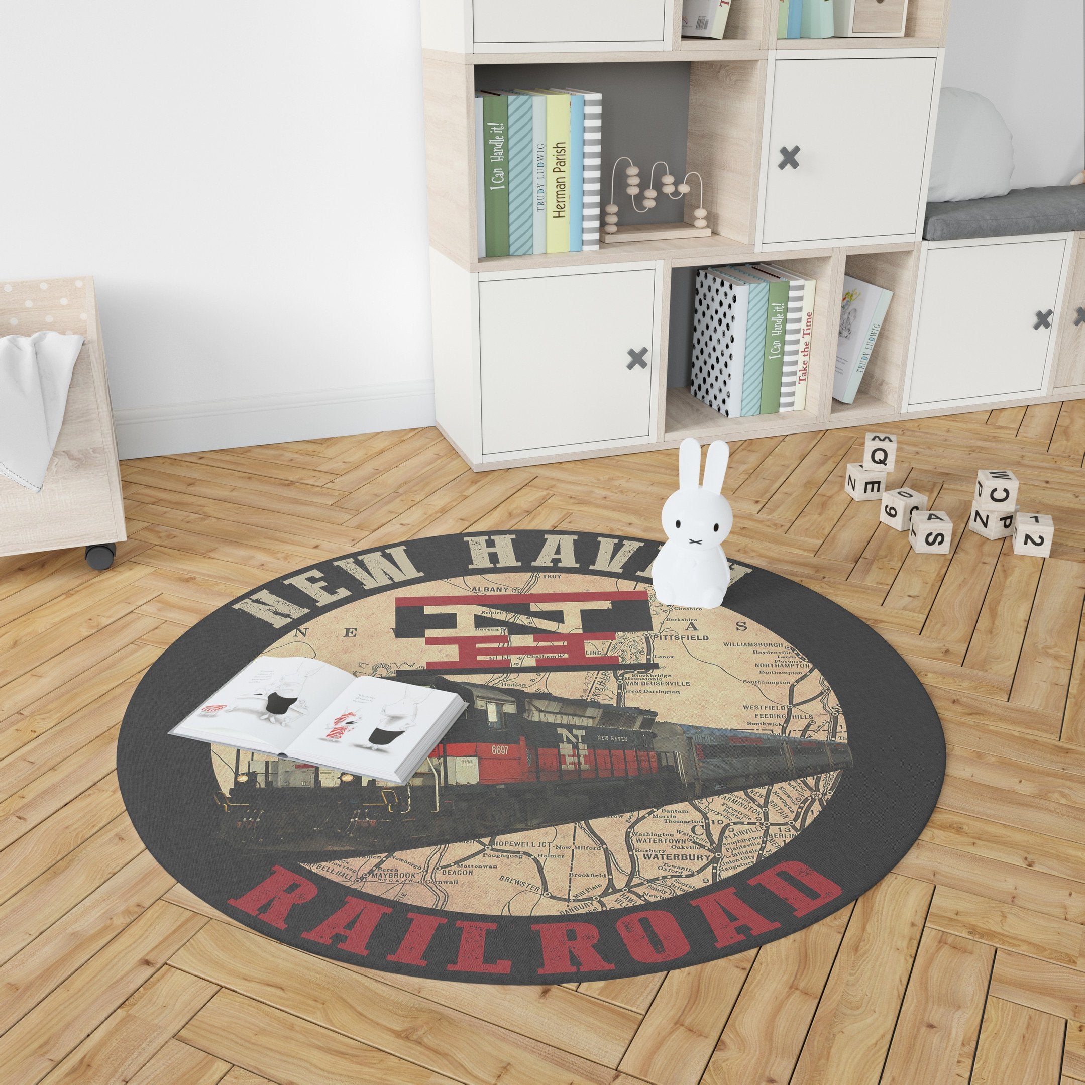 Railspirit New York New Haven Hartford Railroad Living Room Round Mat Circle Rug