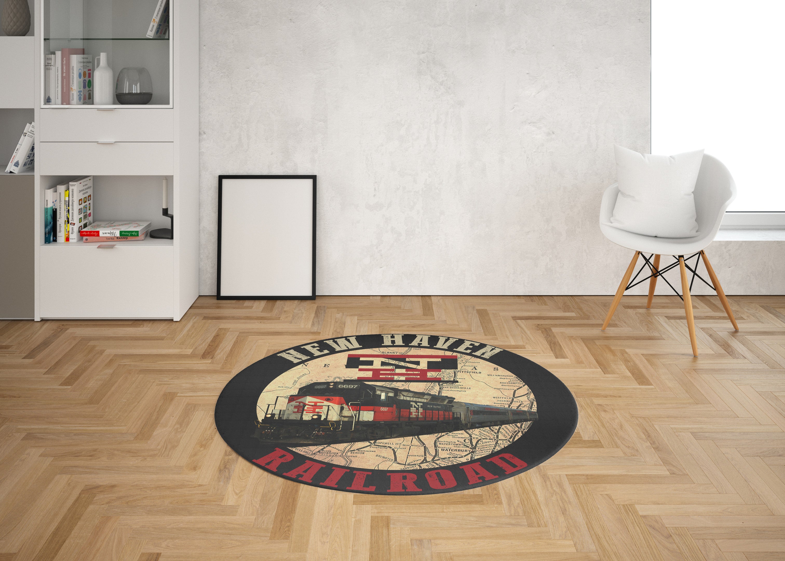 Railspirit New York New Haven Hartford Railroad Living Room Round Mat Circle Rug