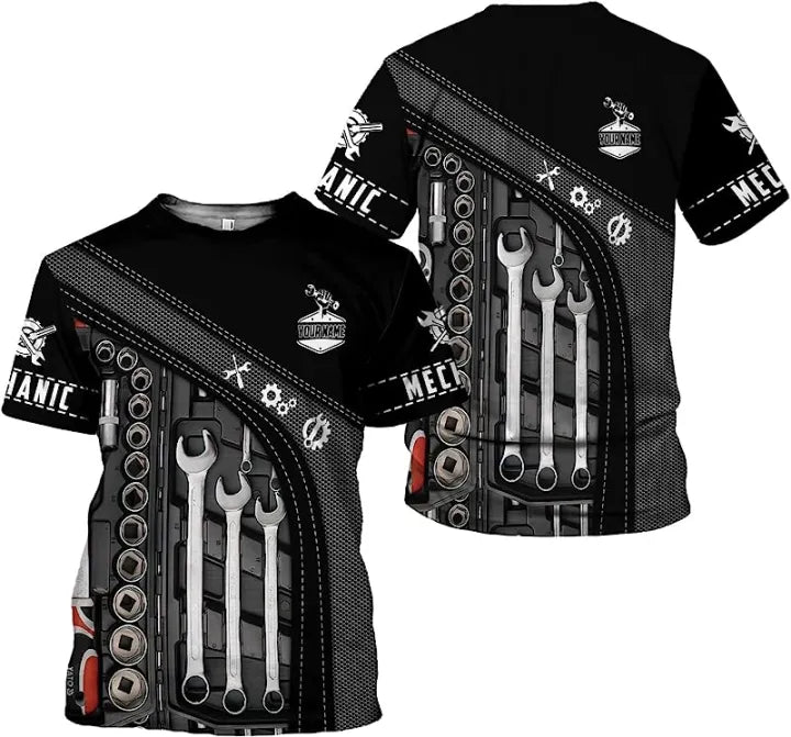 Custom Mechanic Shirt with Tools Design, Best Gift for Auto Repair Lovers & Mechanics, Unique Work Shirt for Men