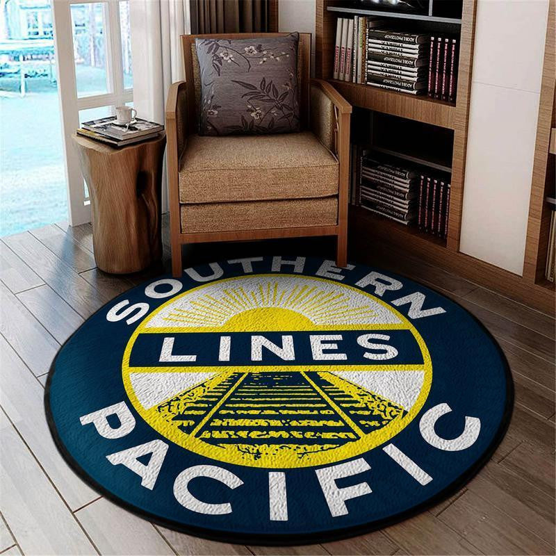 Railspirit Southern Pacific Blue Living Room Round Mat Circle Rug