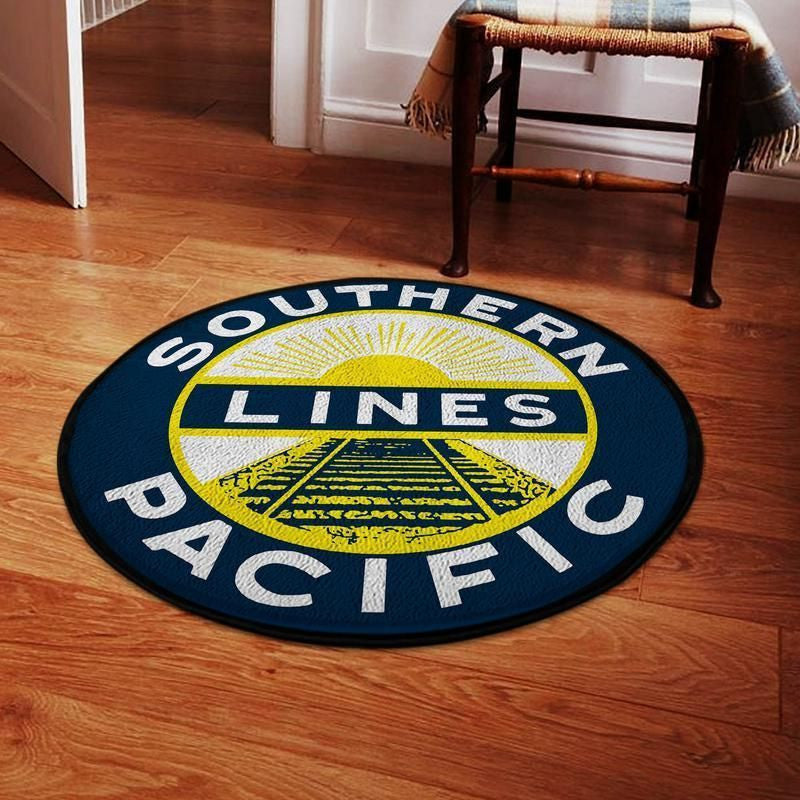 Railspirit Southern Pacific Blue Living Room Round Mat Circle Rug