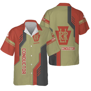 Railspirit Personalized Long Island Railroad Hawaiian Shirt Unique Railway Style with Custom Job Train Shirt