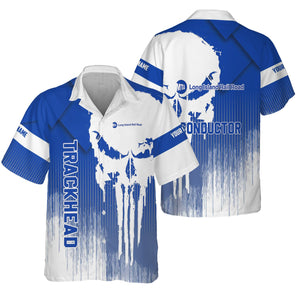Railspirit Personalized Long Island Railroad Hawaiian Shirt Skull Design with Custom Job Train Shirt for Trackhead Crew