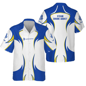 Railspirit Personalized Long Island Railroad Hawaiian Shirt Distinctive Flame Style Shirt For Steam Engine Addict