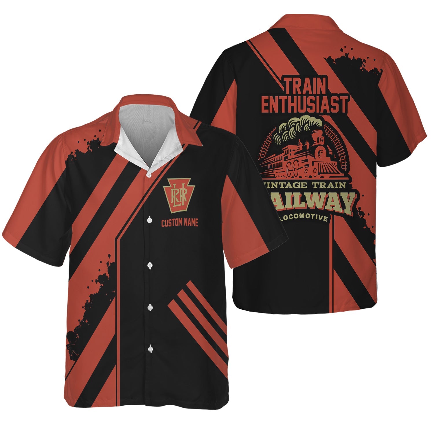 Railspirit Personalized Long Island Railroad Hawaiian Shirt Locomotive Design Train Shirt for Train Enthusiast