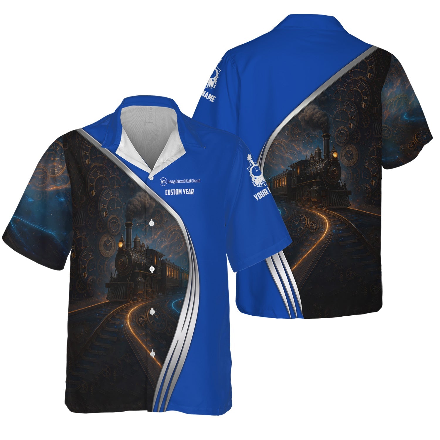 Railspirit Personalized Long Island Railroad Hawaiian Shirt Steampunk Locomotive with Custom Year Train Shirt