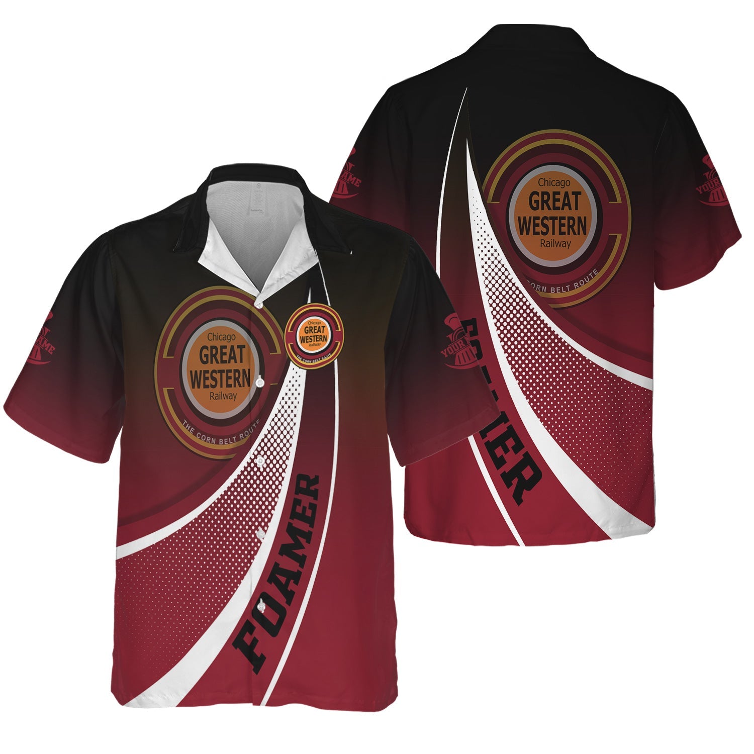 Railspirit Personalized Chicago Great Western Railroad Hawaiian Shirt Railway-Themed Style Shirt Gift Idea For Trainspotter