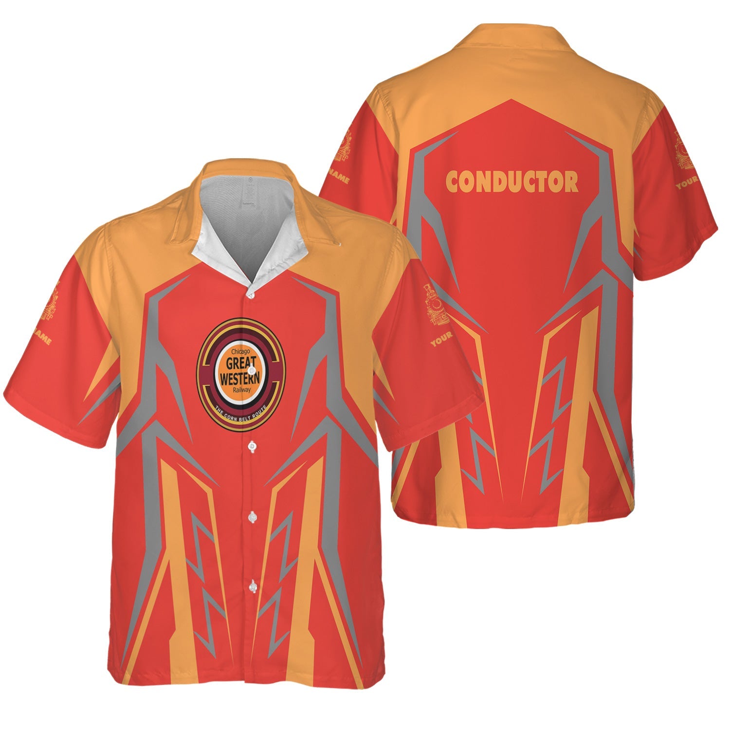 Railspirit Personalized Chicago Great Western Railroad Hawaiian Shirt Futuristic Design with Custom Job Train Shirt