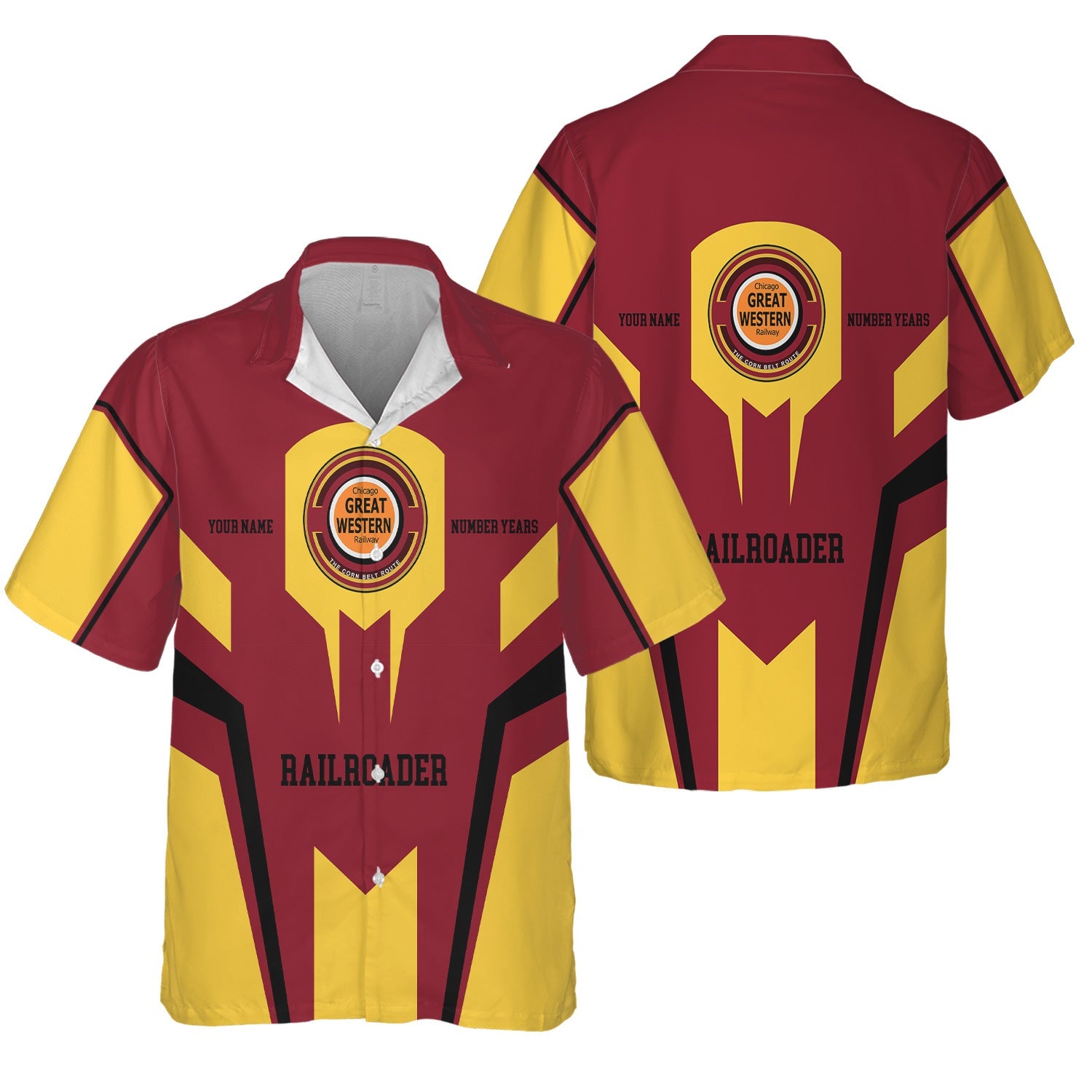 Railspirit Personalized Chicago Great Western Railroad Hawaiian Shirt Custom Year Railroader Shirt Gift Idea For Train Lover