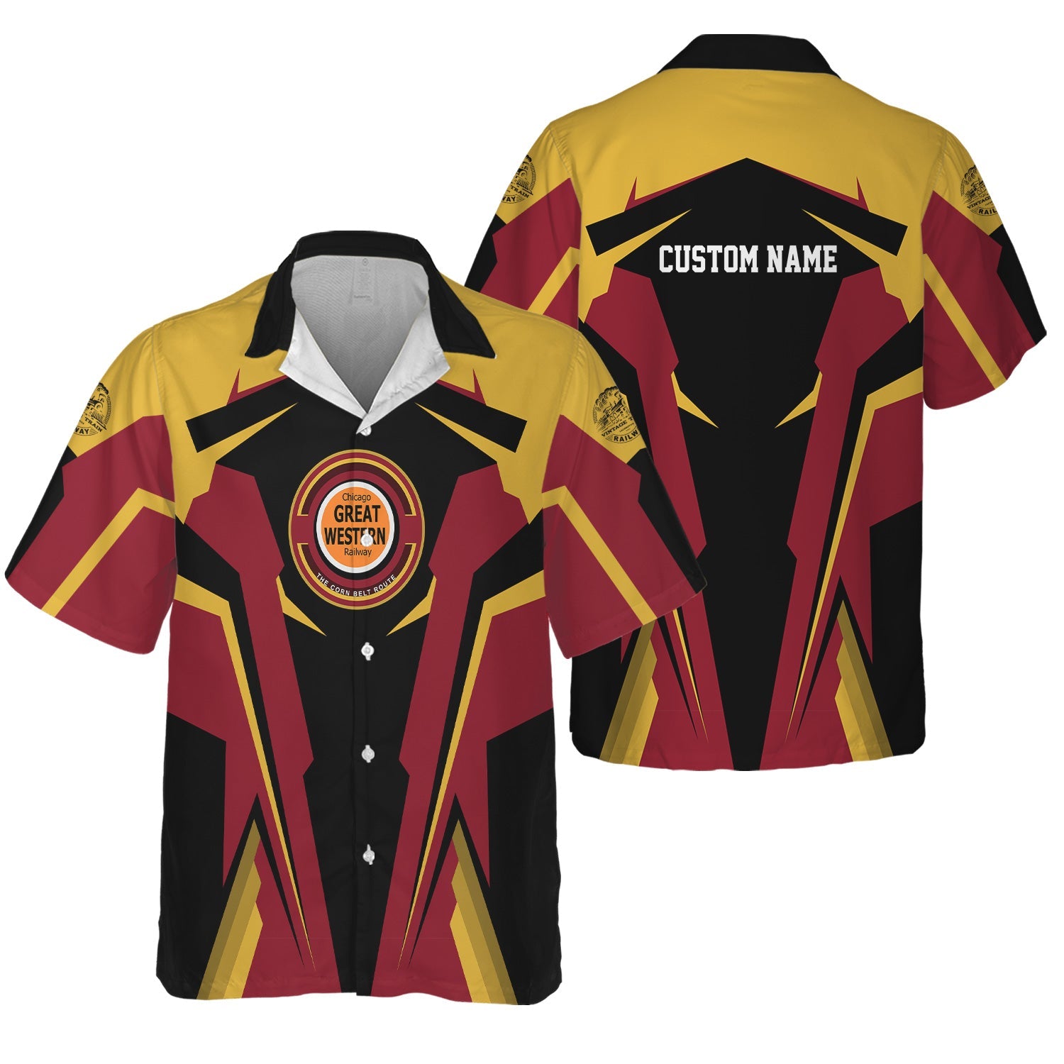 Railspirit Personalized Chicago Great Western Railroad Hawaiian Shirt Strong Line Style Train Unisex Shirt All Over Print