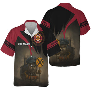 Railspirit Personalized Chicago Great Western Railroad Hawaiian Shirt Angry Train Hawaiian Shirt Gift Idea For Train Lover