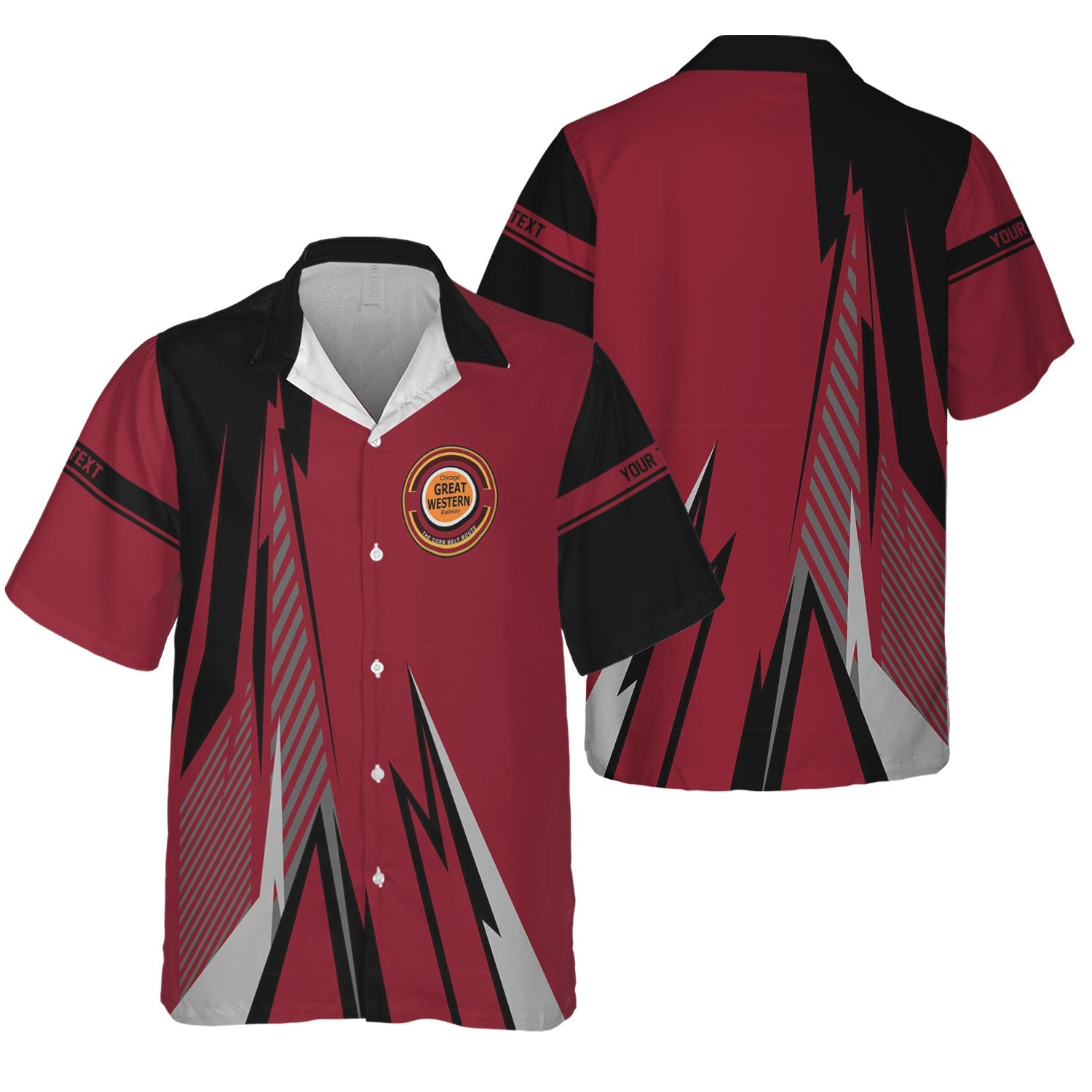 Railspirit Personalized Chicago Great Western Railroad Hawaiian Shirt Lightning-Inspired Railway Style Shirt For Train Lovers