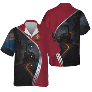 Railspirit Personalized Chicago Great Western Railroad Hawaiian Shirt Steampunk Locomotive with Custom Year Train Shirt