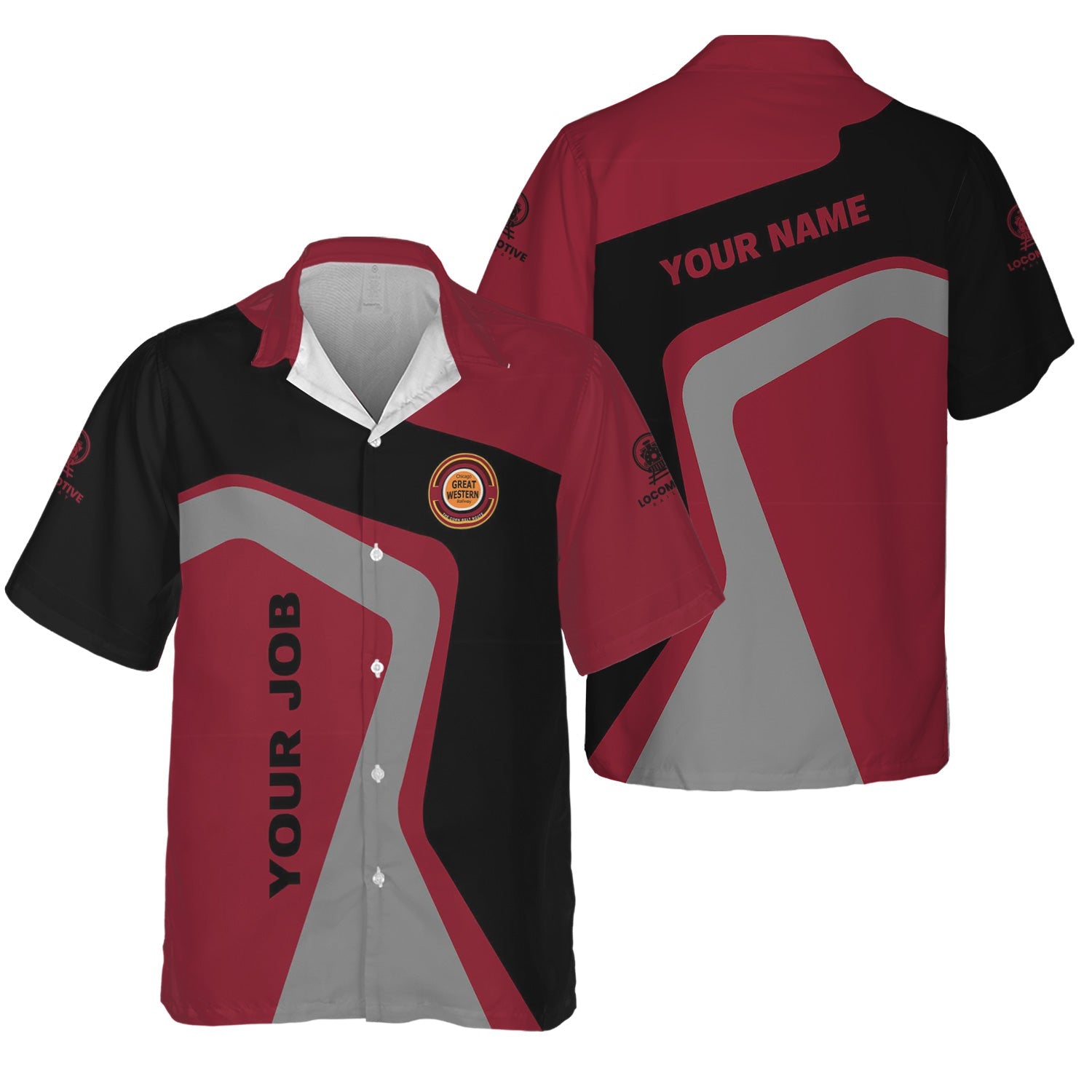 Railspirit Personalized Chicago Great Western Railroad Hawaiian Shirt Unique Design with Custom Job Position Train Shirt