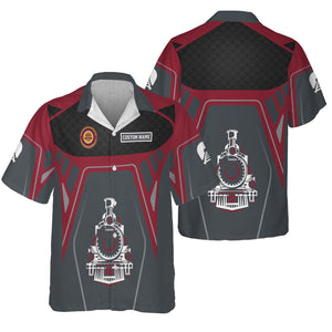 Railspirit Personalized Chicago Great Western Railroad Hawaiian Shirt Steam Locomotive Engine Graphic Train Shirt All Over Print