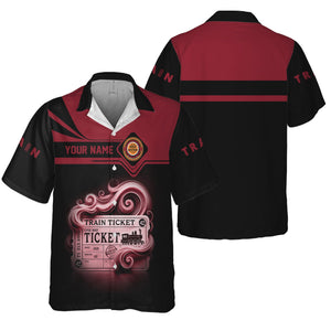 Railspirit Personalized Chicago Great Western Railroad Hawaiian Shirt Train Ticket  American Locomotive Printed Train